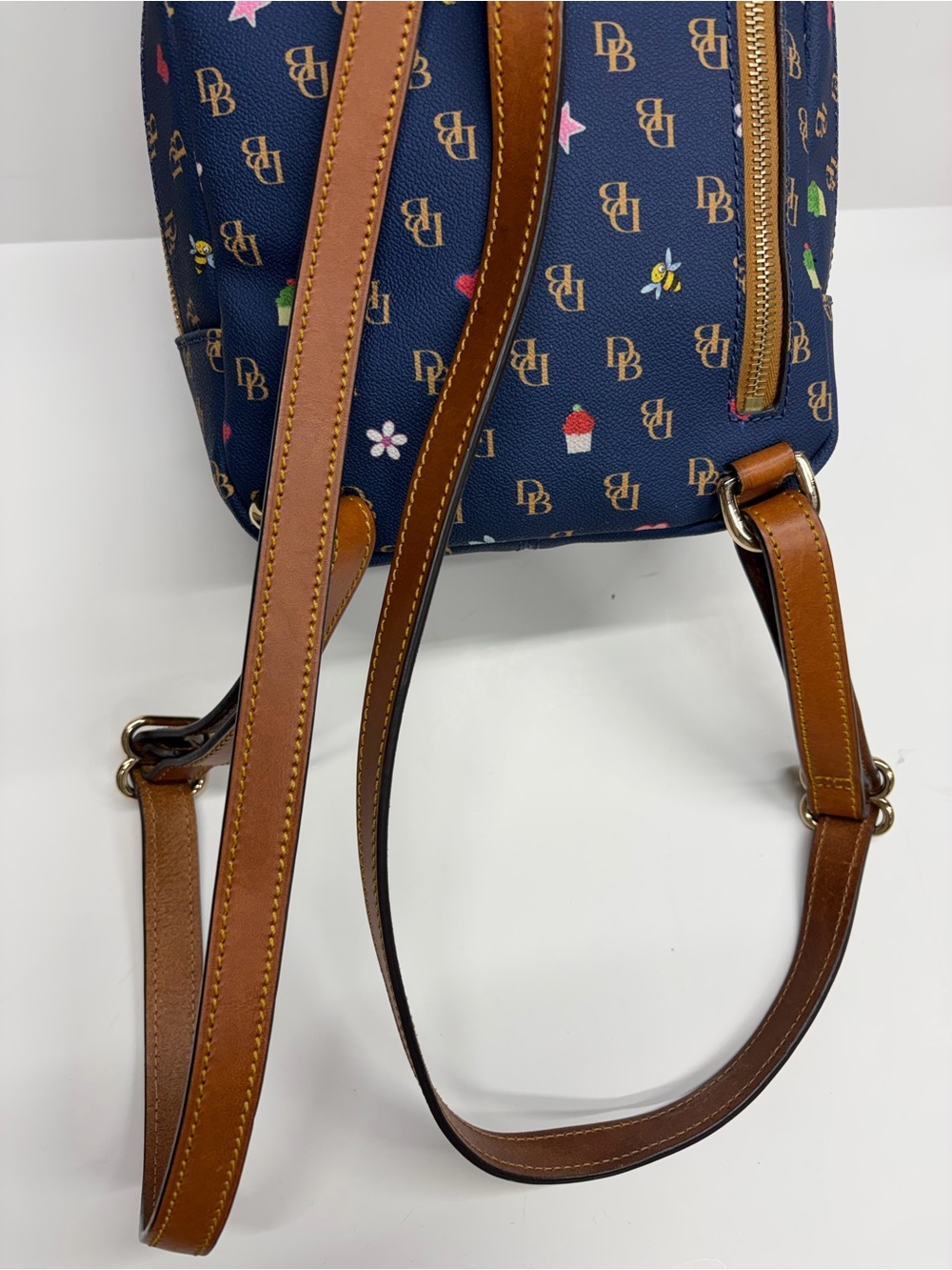 Dooney & Bourke Gretta Novelty Small Ronnie Backpack Navy cupcakes bees - Picture 10 of 16